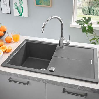 Мойка кухонная GROHE K400 31639AT0 78х50см серый гранит
