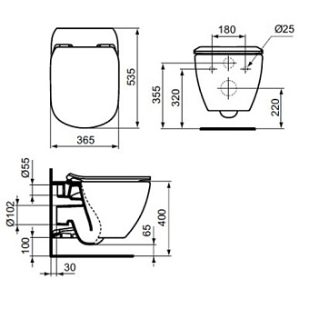 Унитаз подвесной IDEAL STANDARD Tesi AquaBlade T007901 безободковый без сиденья