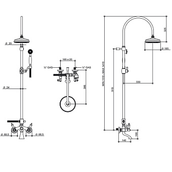 Душевая система Bongio Capri 17536OR0D золотой