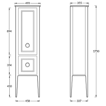 Пенал напольный KERAMA MARAZZI Plaza Classic PL.C.175CAP 35х50х175см коричневый