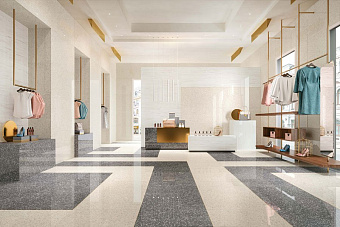 Неполированный керамогранит Atlas Concord Италия MARVEL GEMS ATW5 Terrazzo Cream 60х60см 1,08кв.м.
