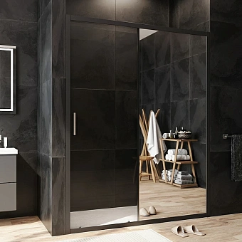 Душевая дверь AM-PM Gem Solo W90G-150-1-195BMir 195х150см стекло зеркальное