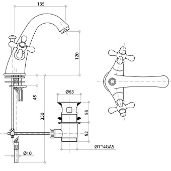 Смеситель для раковины Bongio Axel 15521OR00 золотой