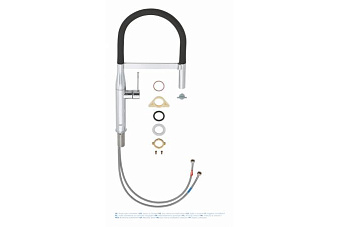 Смеситель для кухни GROHE Essence New 30294000 гибкий излив хром/белый