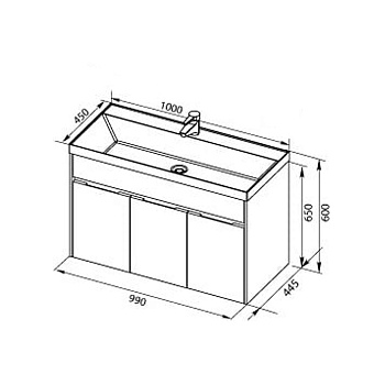 Тумба с раковиной AQUANET Латина 212837 45х100х65см