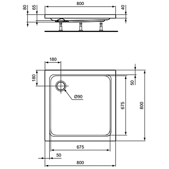Душевой поддон IDEAL STANDARD HOTLINE K276601 80х80см