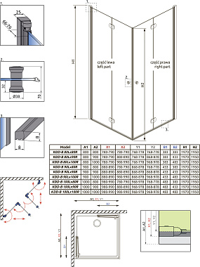 Угловое ограждение RADAWAY Eos KDD B 90x90 197х90см стекло прозрачное