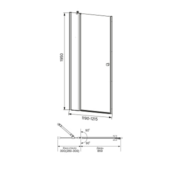 Душевая дверь IDDIS Ray RAY6CP2i69 195х6см стекло прозрачное