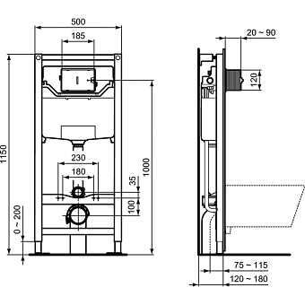Инсталляция с унитазом IDEAL STANDARD PROSYS EXACTO X042601