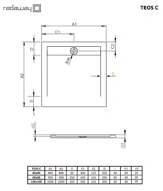 Душевой поддон RADAWAY Teos C 90х90см