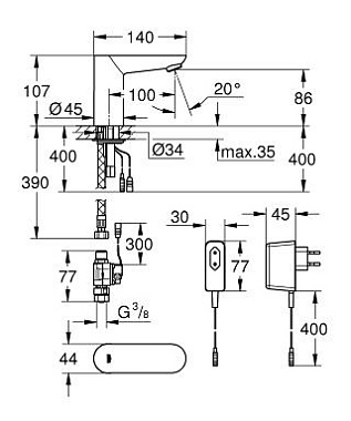 Смеситель для раковины GROHE Euroeco Cosmopolitan E 36269000 хром