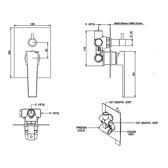 Смеситель для ванны Bongio Stelth 01519OREU золото