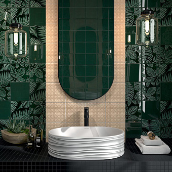 Декор KERAMA MARAZZI Сантана SFB001 структура зелёный темный глянцевый 15х15см 0,023кв.м.