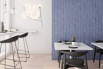 Настенная плитка WOW Boho 118222 Tear Blue Raku 10х25см 0,63кв.м. матовая