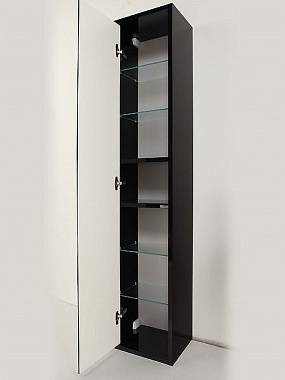 Пенал подвесной Акватон Римини 1A234703RN950 28х35х168см чёрный глянец