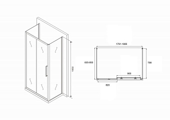 Угловое ограждение Abber Schwarzer Diamant AG30180BH-S85B-S85B 195х85см стекло прозрачное