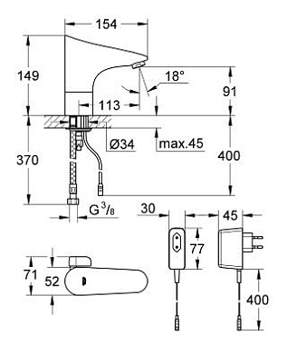 Смеситель для раковины GROHE Europlus E 36015001 хром