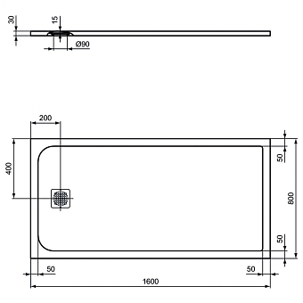 Душевой поддон IDEAL STANDARD ULTRAFLAT S K8276FV 80х160см