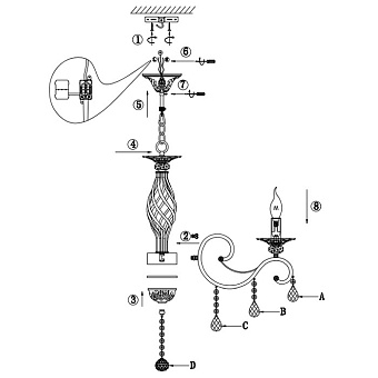 Люстра подвесная Maytoni Grace RC247-PL-08-R 60Вт 8 лампочек E14