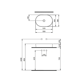 Раковина накладная BERGES Ego SL 181712 54,9х37,9см