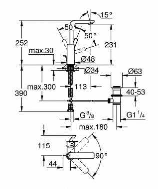 Смеситель для раковины GROHE Lineare New 23296001 хром