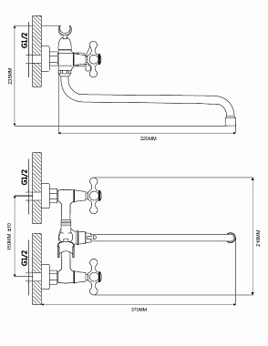 Смеситель для ванны Maxonor MN2208 хром