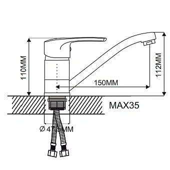 Смеситель для кухни Maxonor MN4566-2 поворотный излив хром