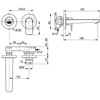 Смеситель для раковины IDEAL STANDARD CONNECT AIR A7029A5 magnetic grey