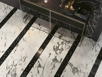 Плитка для ступеней Atlas Concord Россия Allure 620070001854 Imperial Black Scalino  Angolare Dx Lap 33х160см 0,528кв.м. лаппатированная