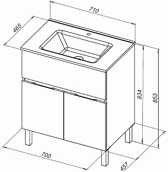 Тумба под раковину напольная AQUANET Алвита New 303902 46х70х83,4см