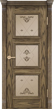 Межкомнатная дверь ЛАЙН-ДОР Грация Тон-41 Тигровый глаз Шпон 800х2000мм остеклённая