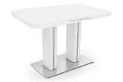 Кухонный стол раскладной AERO 70х110х76см закаленное стекло/дерево/сталь White