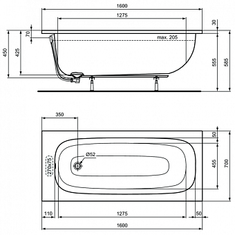 Ванна акриловая IDEAL STANDARD Ideal Standard i.life T476501 190х90см встраиваемая