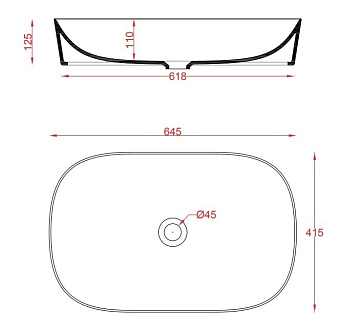 Раковина накладная ArtCeram Ghost GHL002 01 00 64,5х41,5см