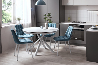 Кухонный стол раскладной AERO 120х120х76см закаленное стекло/керамика/сталь Mrb Pl