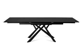 Кухонный стол раскладной AERO 90х160х76см закаленное стекло/керамика/сталь Platinum