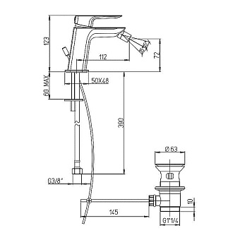 Смеситель для биде Paini Nove 09PZ306 чёрный (матовый)