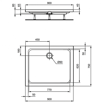 Душевой поддон IDEAL STANDARD HOTLINE K277201 75х90см