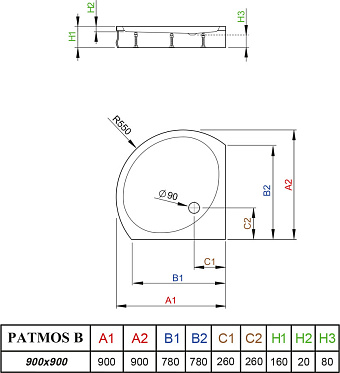 Душевой поддон RADAWAY Patmos 4T99155-03 90х90см