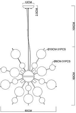 Люстра подвесная Arte Lamp MOLECULE A8313SP-9CC 40Вт 9 лампочек G9