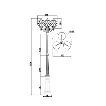 Светильник ландшафтный Maytoni Via O023FL-03G 60Вт IP44 E27 золото антик