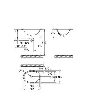 Раковина встраиваемая сверху GROHE Bau Ceramic 39423000 56х42см
