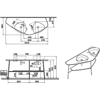 Столешница VITRA PLURAL 64043 массив дерева 66х162см американский орех