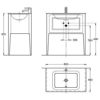 Тумба под раковину напольная KERAMA MARAZZI Plaza Classic PL.C.80.1\WHT 48х80х84см