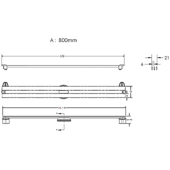 Щелевой душевой трап BERGES SUPER Slim 800 83х12,5см вертикальный сток