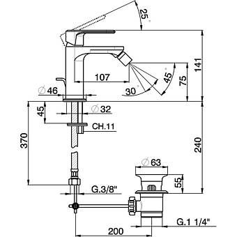 Смеситель для биде Cisal LineaViva LV00055021 хром