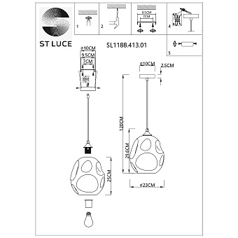 Люстра подвесная ST Luce IDESIA SL1188.413.01 60Вт 1 лампочек E27