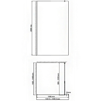 Перегородка для душа WASSERKRAFT Rossel 28W40 200х120см стекло прозрачное