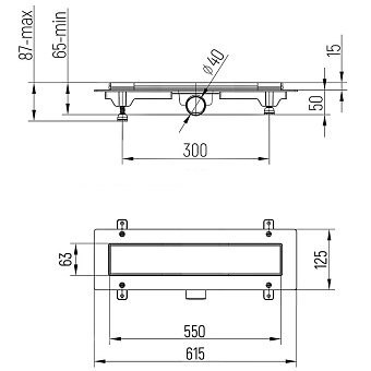 Щелевой душевой трап Paini Klasik CH550KN 72,5х55см горизонтальный сток