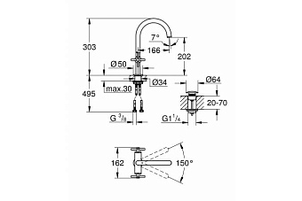 Смеситель для раковины GROHE Atrio New 21019AL3 хром